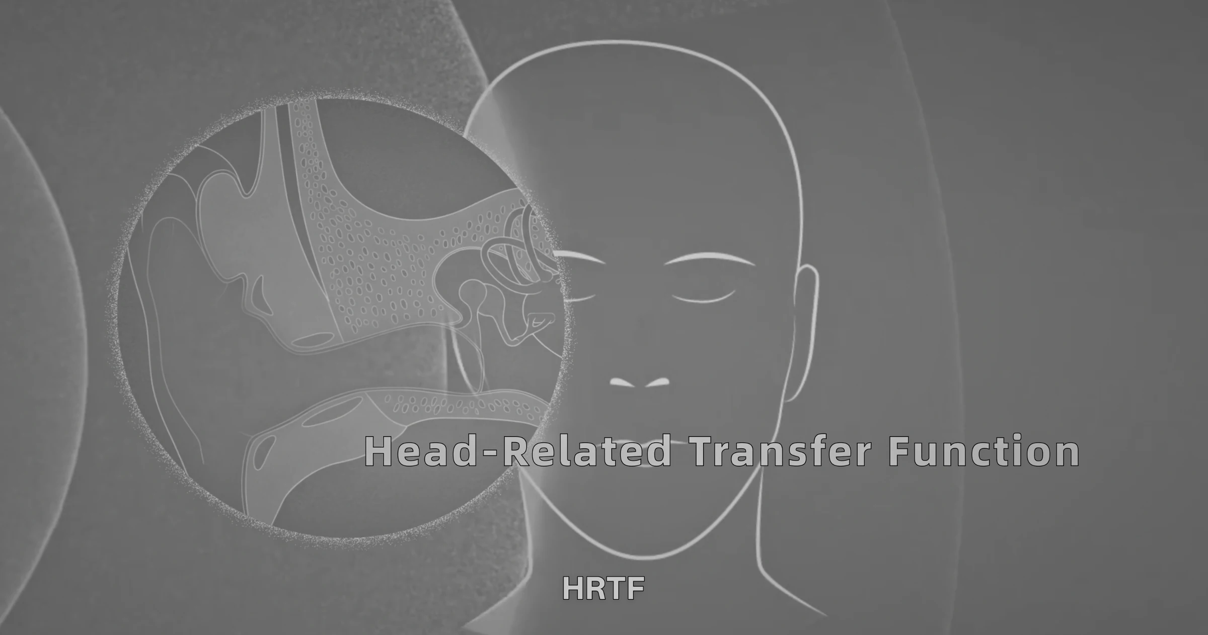 空间音频原作中解释头部相关传递函数 HRTF 的听觉示意图